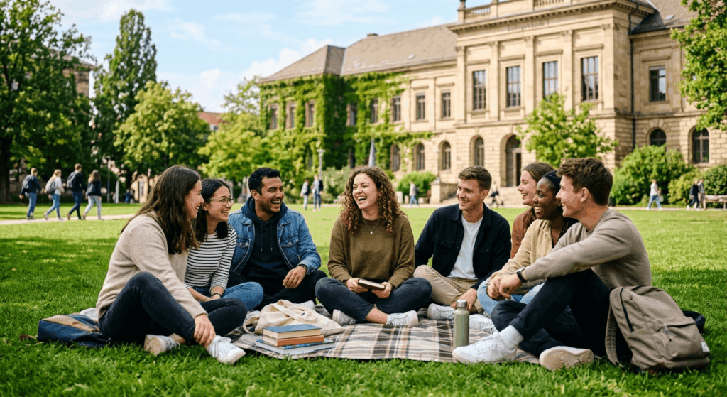 glückliche Studenten Uni Campus sprachen-bilden-chancen.de Sidebar